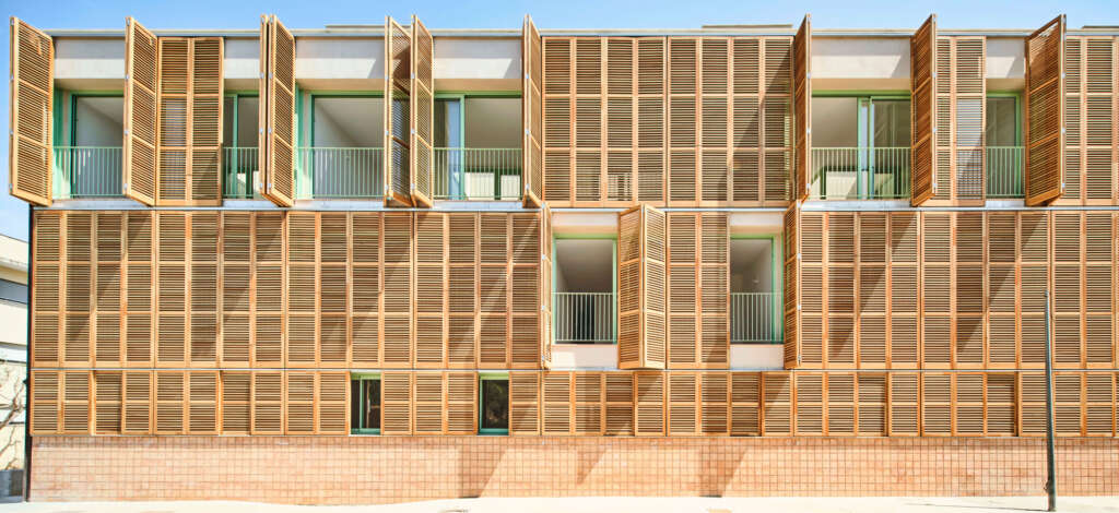 Joan j Fortuny Arquitecto and Alventosa Morell Architects design screened social housing project in Majorca