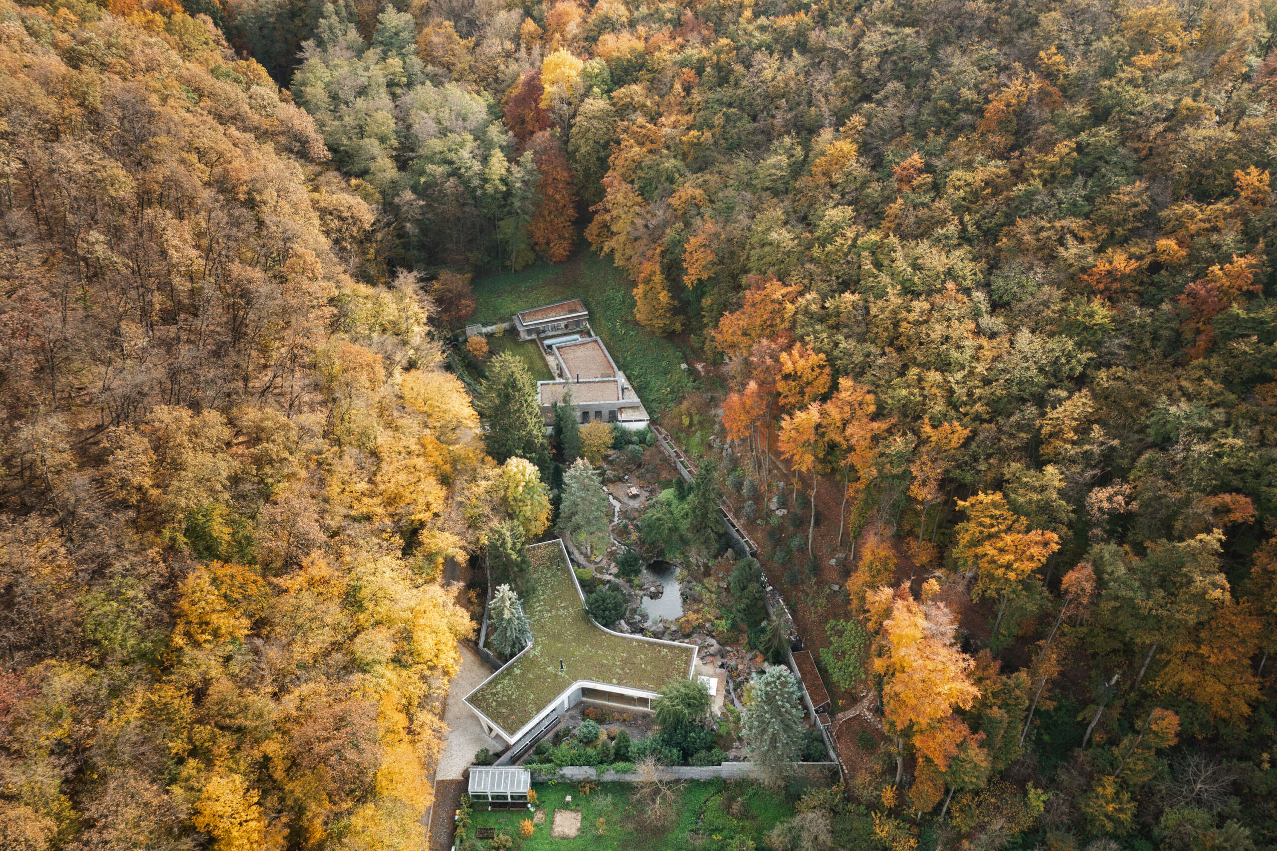 This getaway home in Slovakia uses raw materials and glass to create a seamless connection to the outdoors