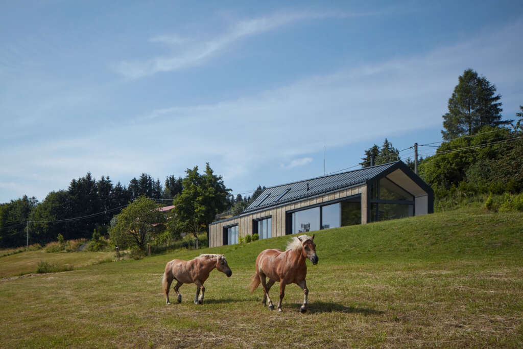This hillside getaway home in the Czech Republic features a cork façade