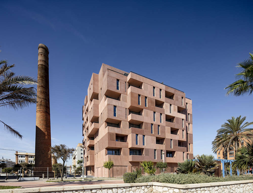 Glassfibre concrete building rises on the shores of Malaga