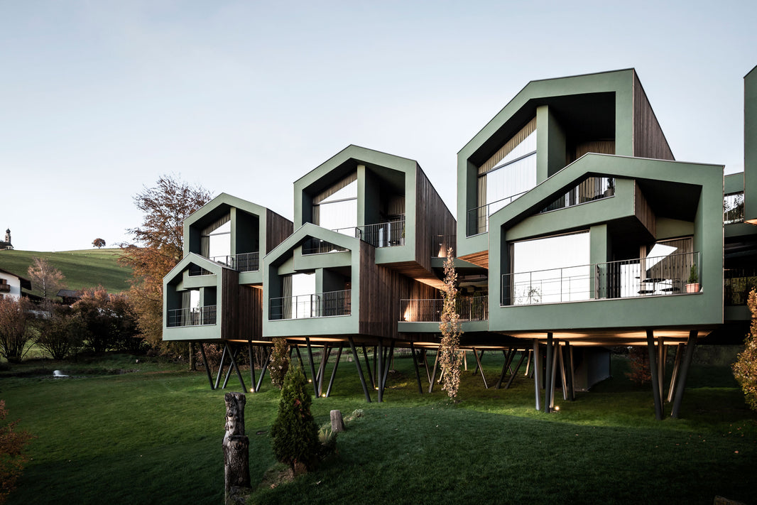 This hotel in South Tyrol features 10 unique treehouses sitting in the foothills of the Alps