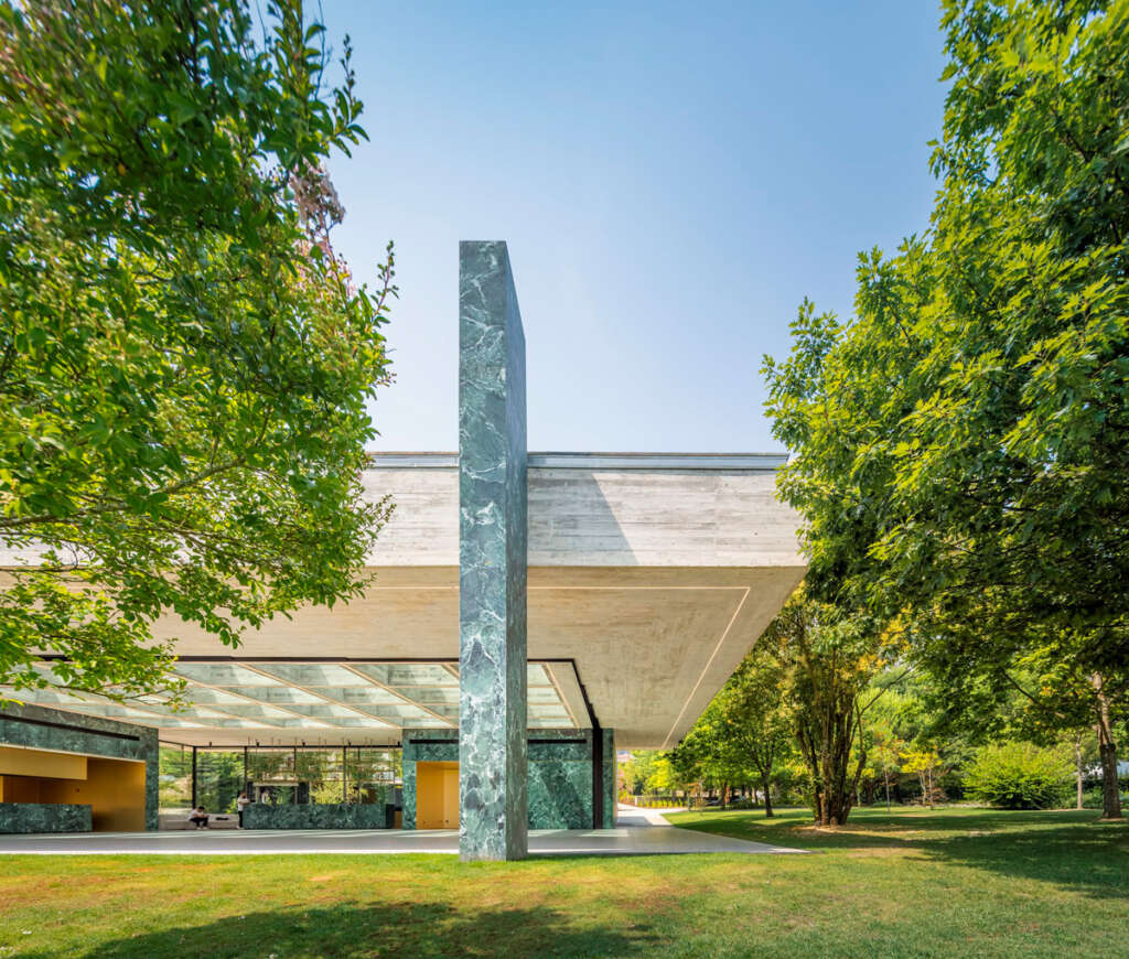 spaceworkers design pavilion which seeks to establish a harmonious dialogue between humans, nature, and architecture