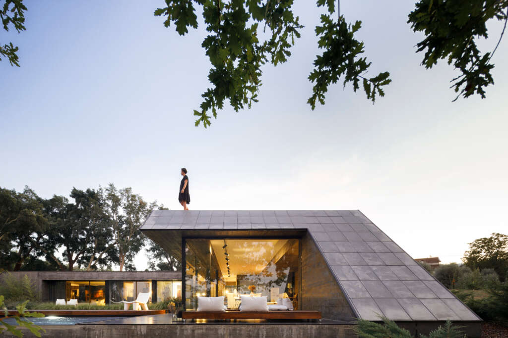 This concrete and glass house in Portugal connects to the surrounding cork oak trees