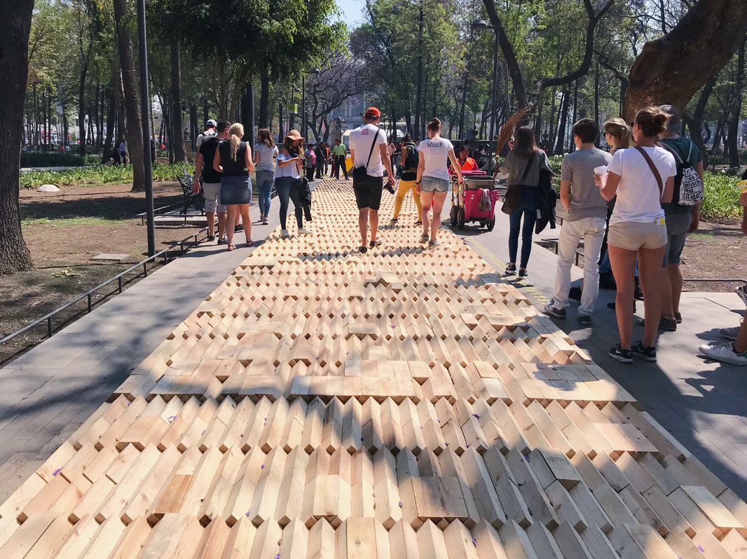 Walk Over This Wood Rug in Mexico City