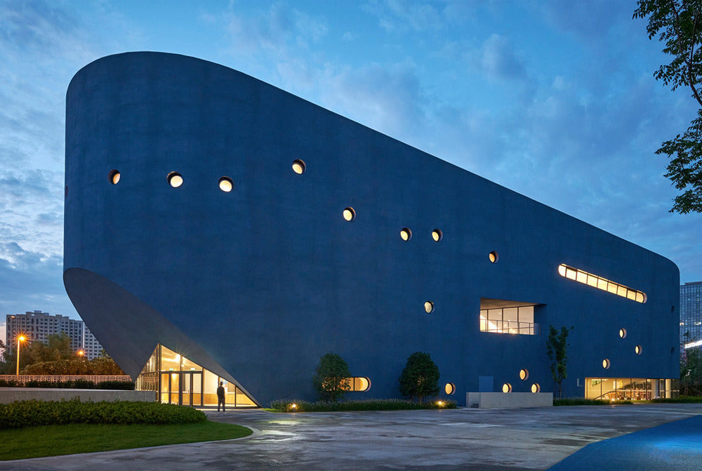 A blue whale or an ocean liner? OPEN's new library & theater rises in Shanghai