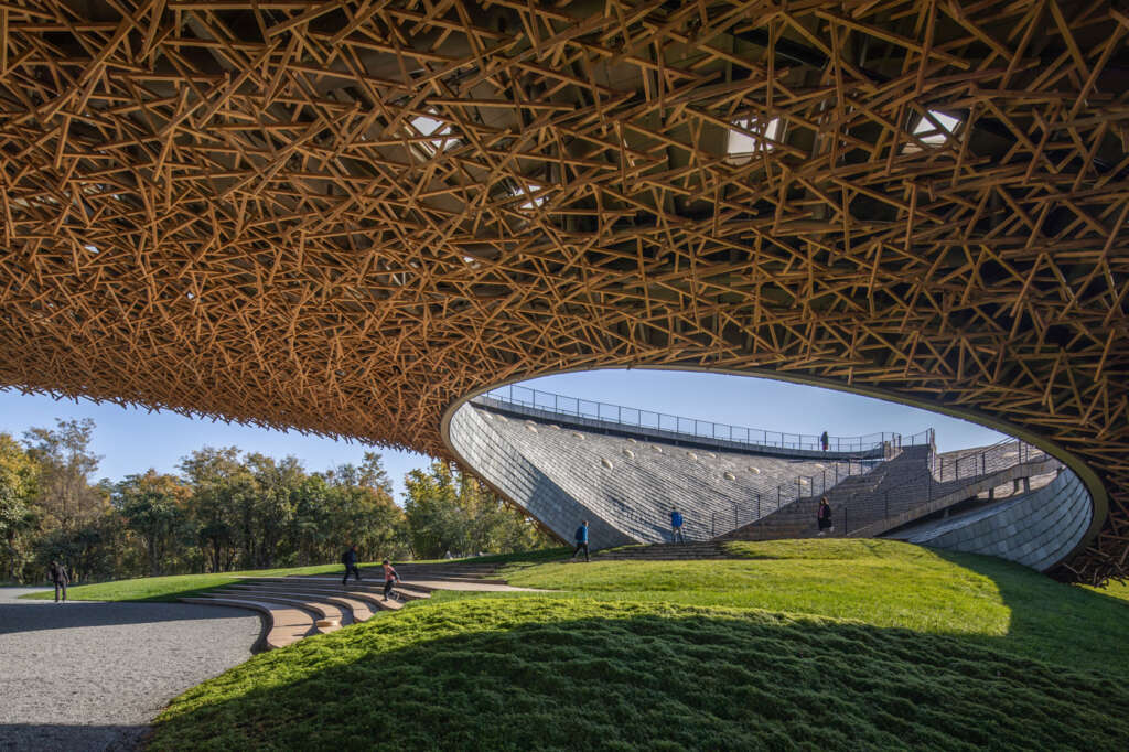 Studio Zhu-Pei create cantilevering theater inspired by the surrounding landscape