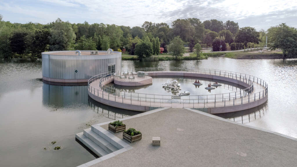 Studio Ossidiana design floating pavilion for Museum-to-be "M." in Almere
