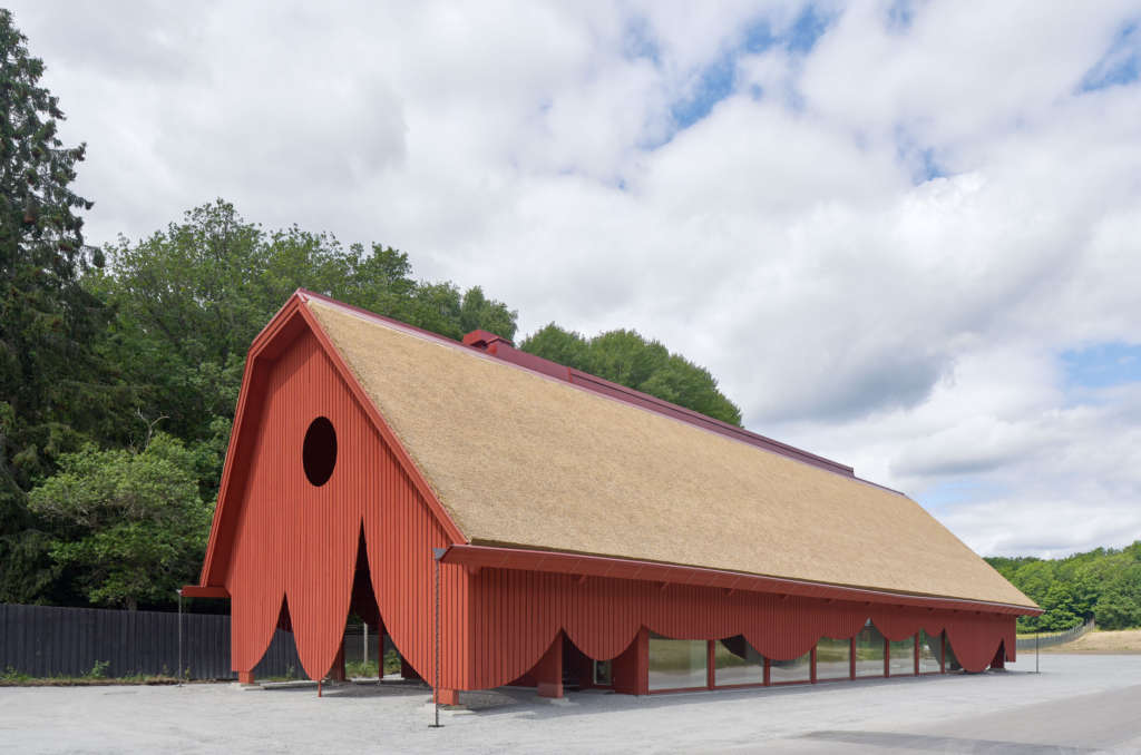 This new entrance building for the Eriksberg Hotel & Nature Reserve is inspired by a traditional Swedish longhouse