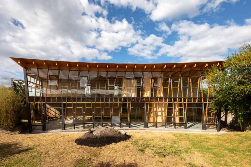 RAMA Estudio design therapeutic space using rammed earth and triangular timber structure