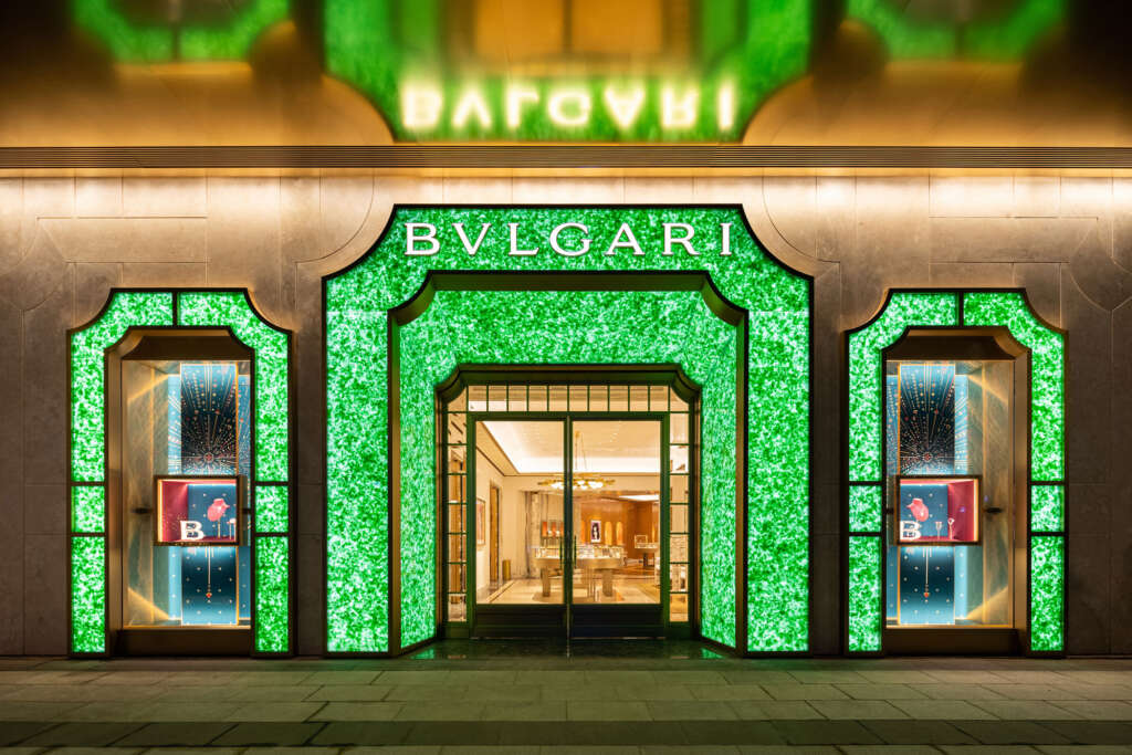 MVRDV completes jade façade made from recycled champagne bottles for Bulgari flagship store