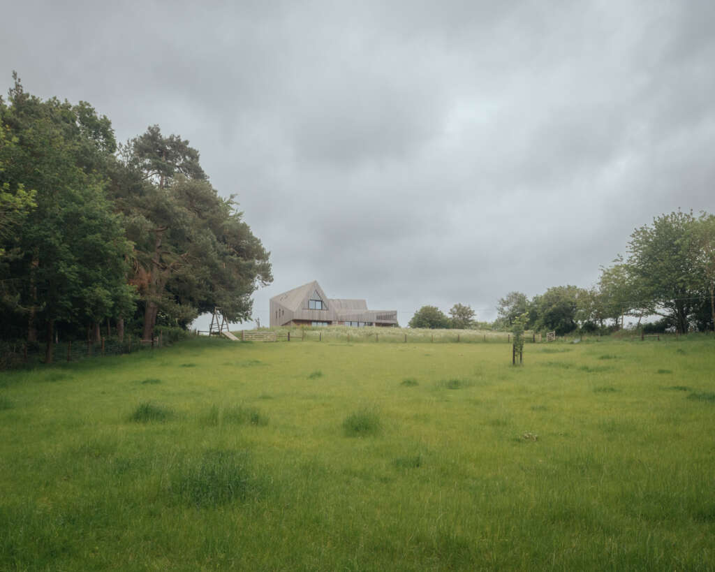 Studio Bark design off-grid home with geometric roof in Suffolk