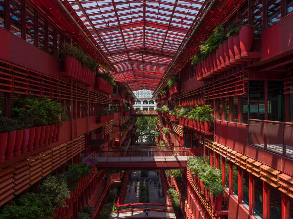 Ateliers Jean Nouvel complete a street of 1000 red jars in Shanghai