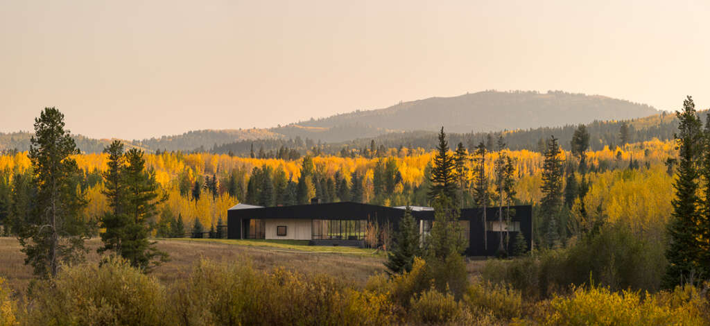 CLB Architects and HSH Interiors collaborate on ShineMaker residence, a series of undulating tectonic structures set against an aspen grove in Wilson, Wyoming