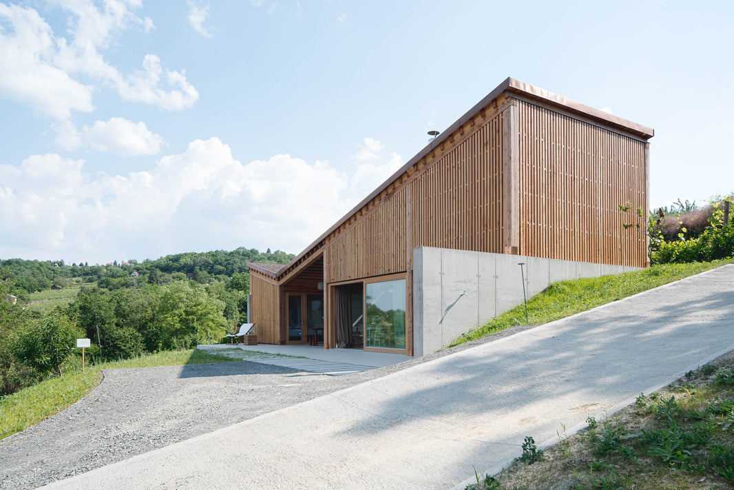 építész stúdió design contemporary guesthouses amidst a vineyard in rural Hungary