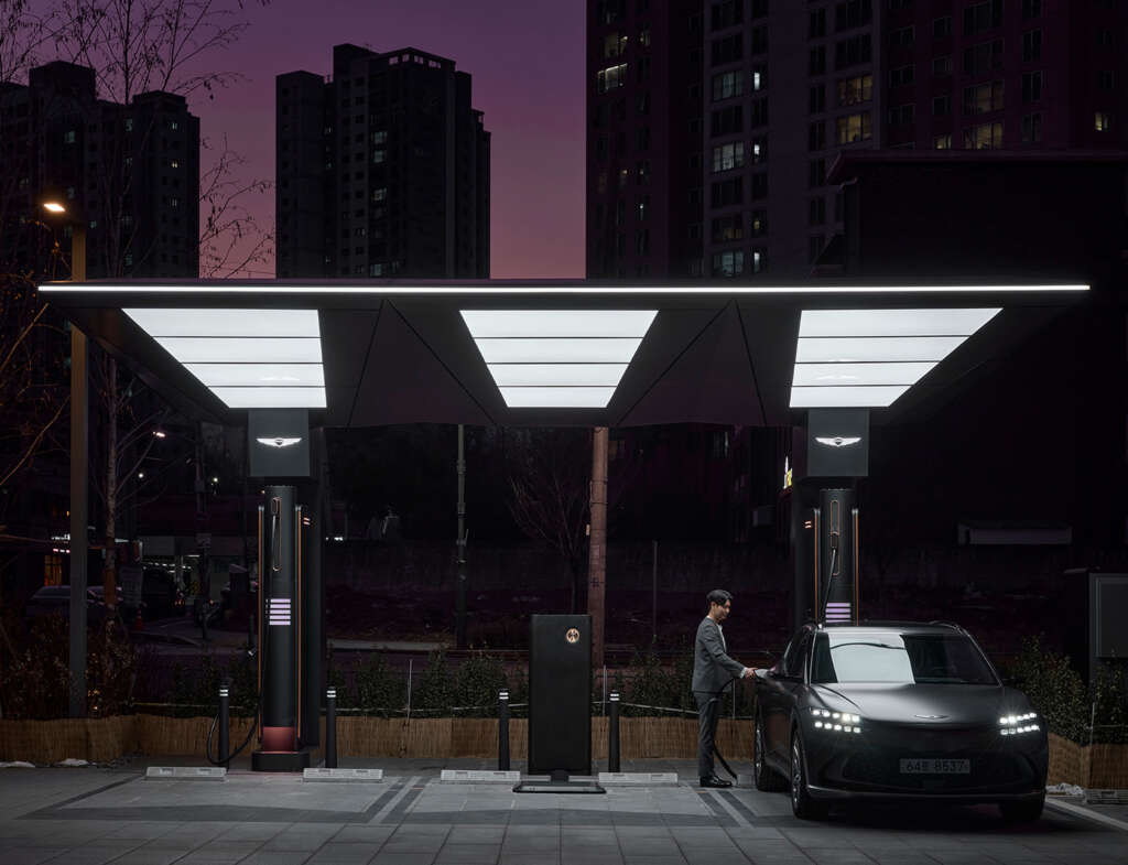 Morphosis-designed electric vehicle charging stations for luxury automotive brand, Genesis, opens in South Korea