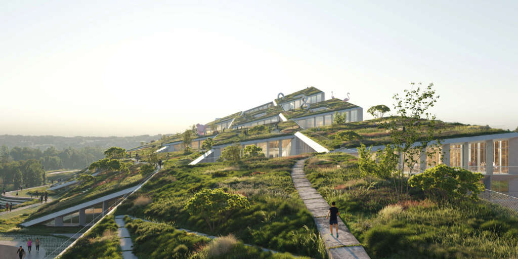 BIG reveals plans for landscaped fashion village on the slopes of the Leça River in Porto