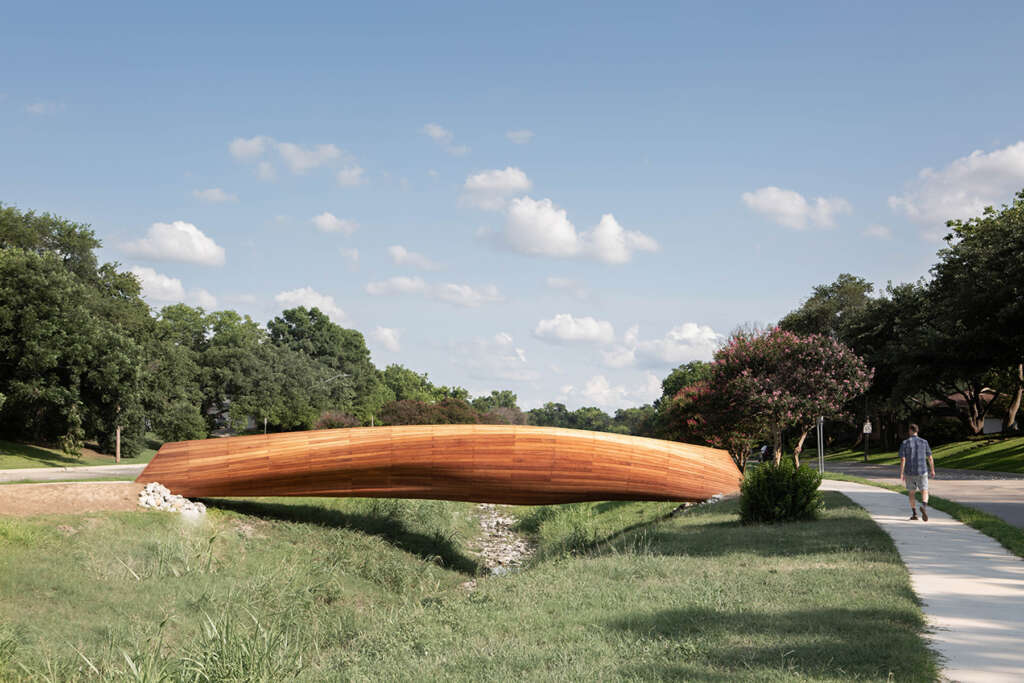 Drift is a timber and steel pedestrian bridge that is inspired by driftwood