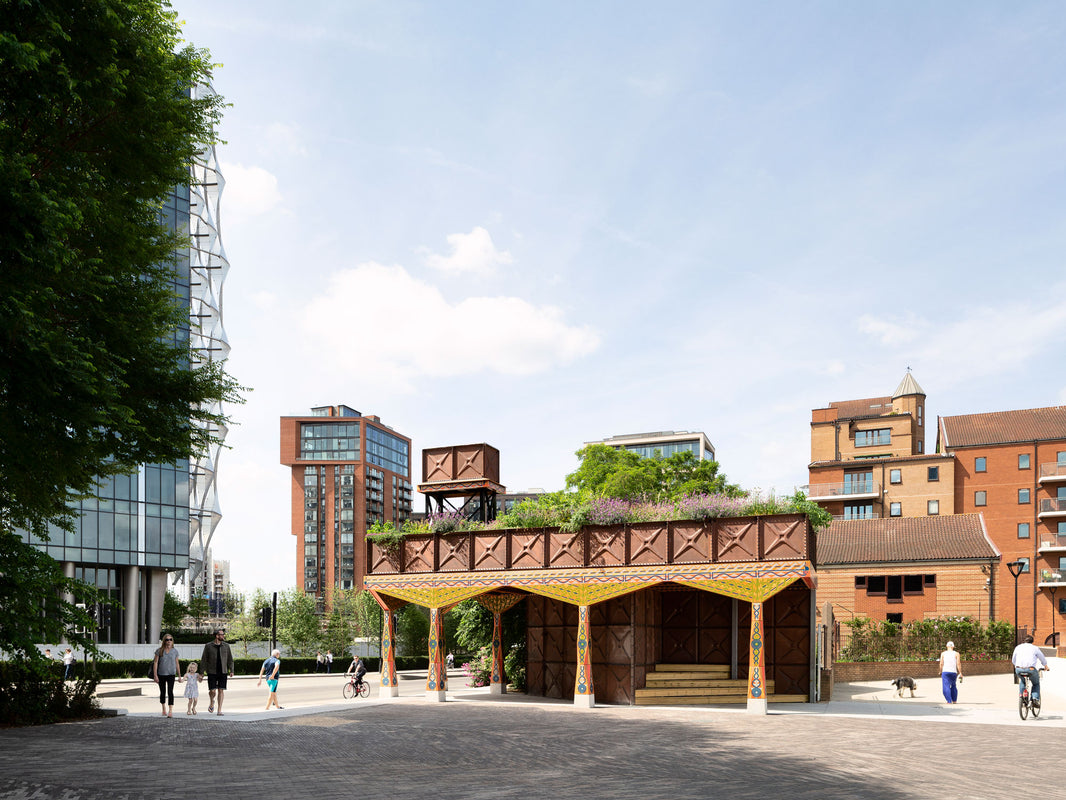 Stroll by the New Thames Walk Pavilion in London