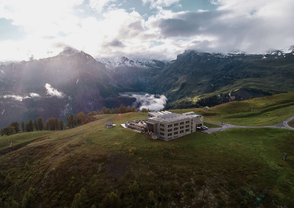 Hôtel Chetzeron offers spectacular views of the Rhone Valley and Swiss Alps