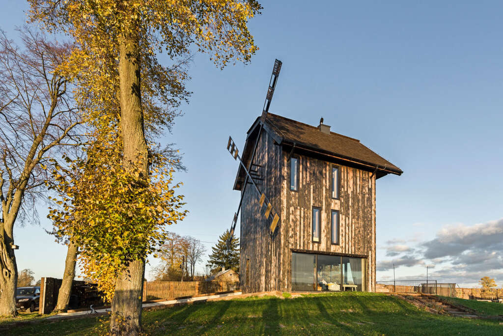 This house in rural Poland reuses an old windmill
