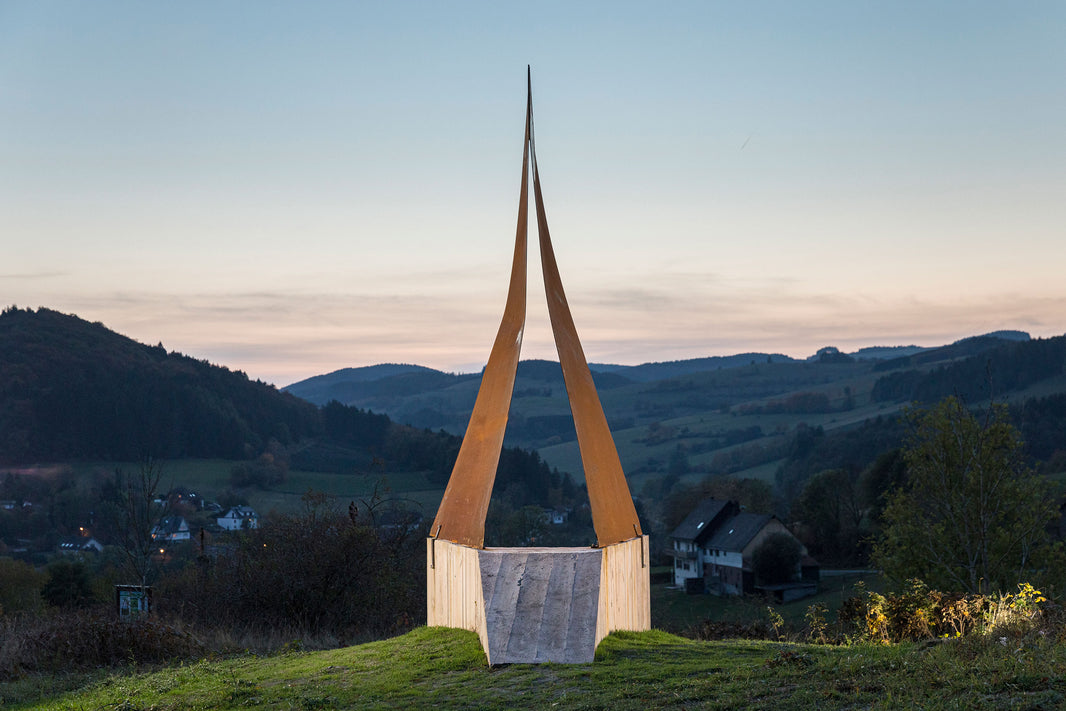 This corten lookout surveys the natural German landscape
