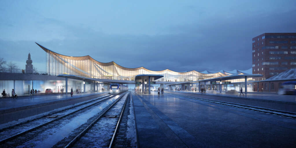 BIG - Bjarke Ingels Group designs Transportation Hub in Västerås with a floating roof