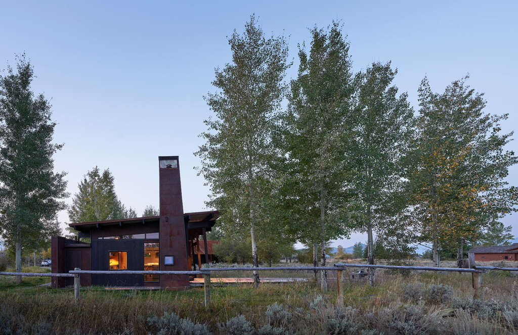 This family home in Jackson, Wyoming is inspired by the region's hay sheds