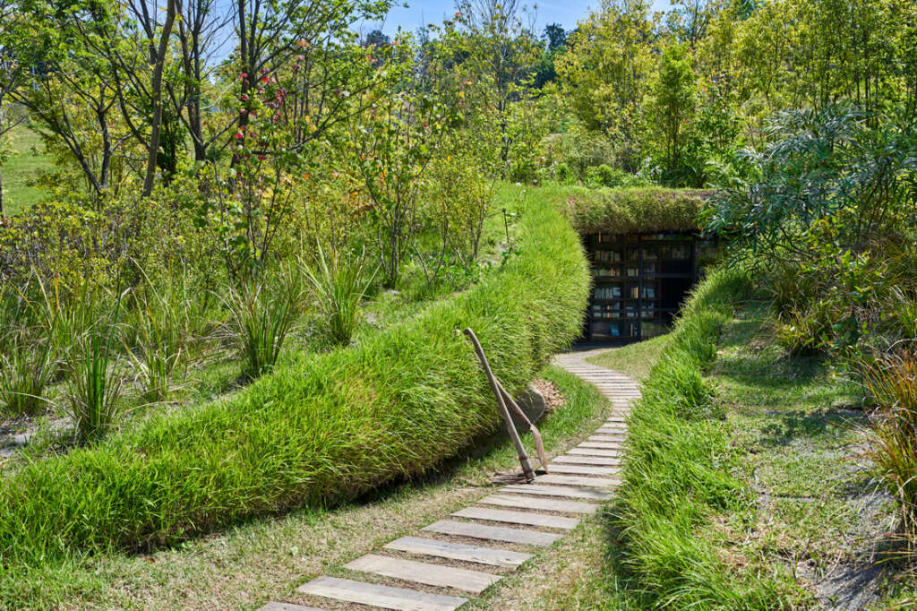 Find a tranquil place to read in this library in the earth by Hiroshi Nakamura & NAP