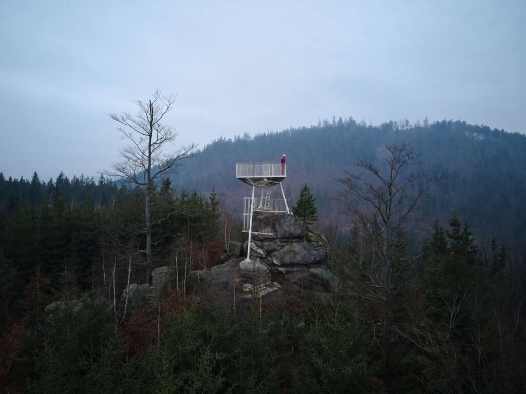 Mjölk architekti design lookout tower in the Czech Republic inspired by a former bobsled track