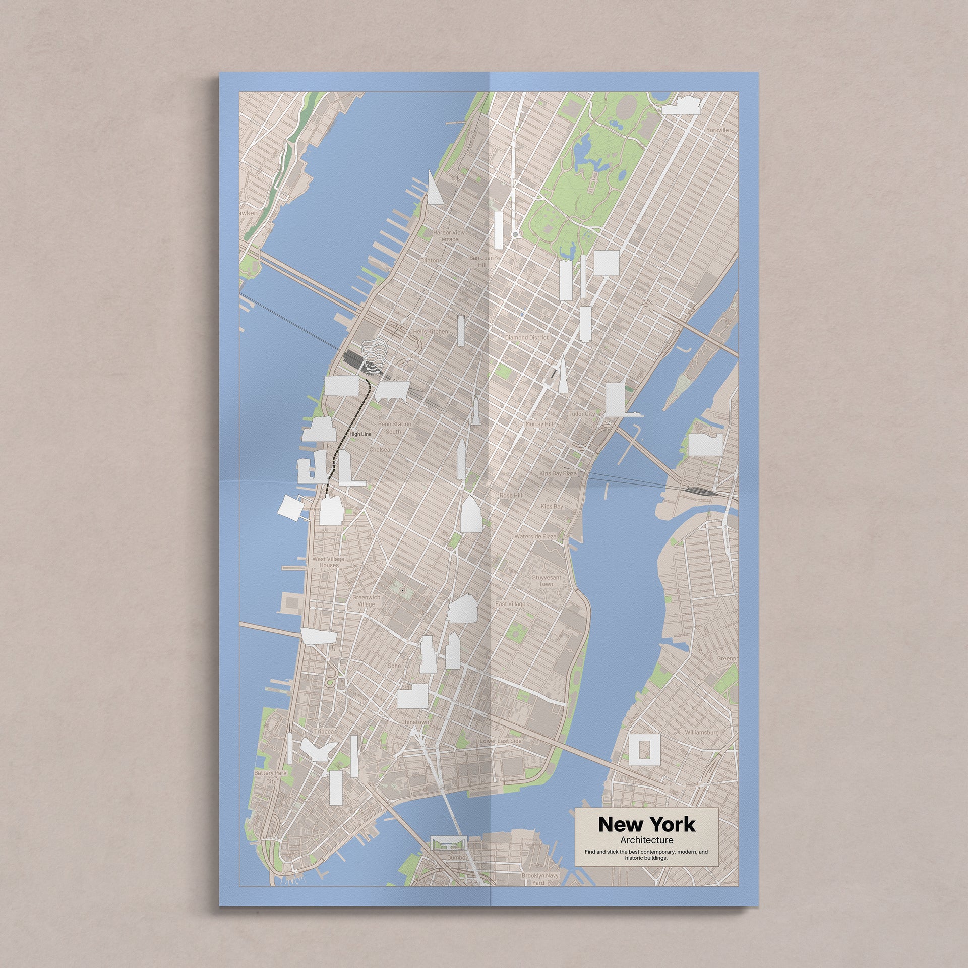 New York Architecture Sticker Map